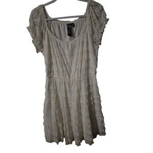 Trixxi White Puff Sleeve Lace Tiered Boho Dress Size XL